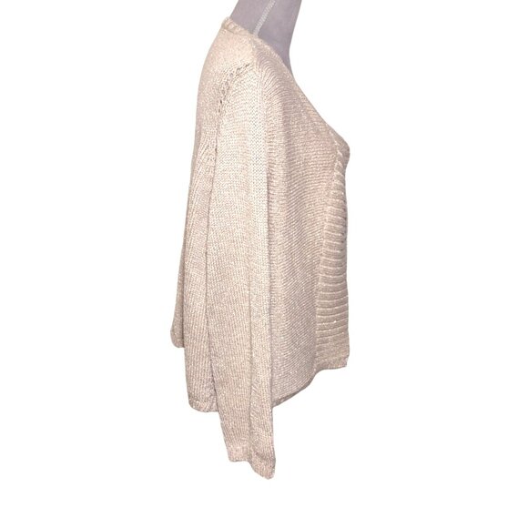 Chicos Open Front Metallic Sweater Shawl Collar Cardigan Size 2 (Large) - Picture 3 of 6